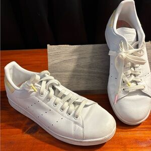 adidas Women's White Sneakers with Yellow Highlights